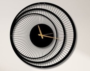 Modern Rectangular Iron Wall <b>Clock</b> <b>Black</b> Minimalist Design Silent Mechanical Movement Needle Display Hourly Chiming Wedding - Product Image 2