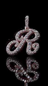 Colgante Personalizado con Letra R de Laboratorio, con Incrustaciones de Diamantes VVS de Corte Redondo, Plata 925 y Oro Rosa de 14K, Charm Inicial Personalizado, Joyería al por Mayor - Product Image 2