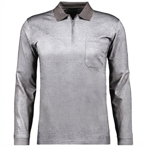 Polo clásico de manga larga con media cremallera para hombre, cómodo para el día a día, a la moda, con cremallera frontal - Product Image 1