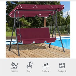 Sedia a Dondolo da Esterno Rossa Regolabile con Tettuccio Inclinabile e Cuscino Rimovibile - Product Image 5