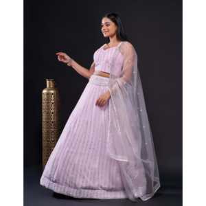 Robe de soirée de créateur Sequence & Zari Work Lehenga Choli Robe de cocktail - Product Image 3