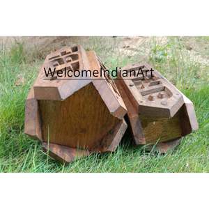 Old <b>Vintage</b> Hand Carved Wooden Candle Holders <b>Lanterns</b> Candle Jars - Product Image 3