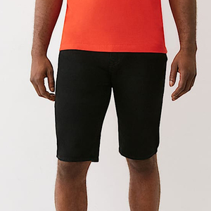 Men's Solid Color Cotton Bermuda Shorts Mid Waist Button Fly Casual Style <b>Black</b> Breathable Woven Fabric - Product Image 5