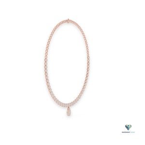 7.88 Carat Rose <b>Gold</b> Round Lab Grown Diamond Drop Necklace in 14K <b>Solid</b> <b>Gold</b>, Statement Teardrop <b>Pendant</b> Necklace for Weddings - Product Image 2