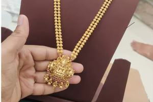 Diseño exclusivo de templo de alta calidad con aspecto de piedra, juego de Collar chapado en oro con pendientes para boda para mujer - Product Image 3