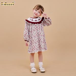 ชุดเดรสเด็ก DR4507 ลายดอกไม้ฤดูใบไม้ร่วง ปักมือ ผ้าฝ้าย 100% สำหรับเด็ก ODM ขายส่งโดย Babeeni - Product Image 3