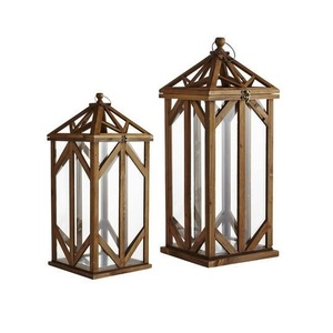 Farol de Madera Rústico Hecho a Mano con Puerta de Vidrio, Asa de Cuerda, Portavelas, Centro de Mesa para Bodas - Product Image 3