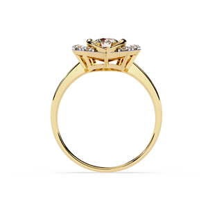 Anillo de oro macizo de 14k con diamante de corte redondo en forma de corazón para mujer, diseño de flor, para regalo, compromiso, aniversario, boda - Product Image 4