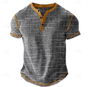 Men's Short Sleeve O-Neck <b>Geometric</b> Pattern T-<b>Shirt</b> Sublimation Transfer Print Breathable Quick Dry Regular Fit Sporty Knitted - Product Image 5