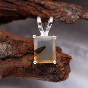 Colgante Octogonal de Ágata Montana, Plata de Ley 925, Joyería Artesanal Vintage con Piedras Preciosas, Collar Delicado, Regalo para Niñas y Mujeres - Product Image 2