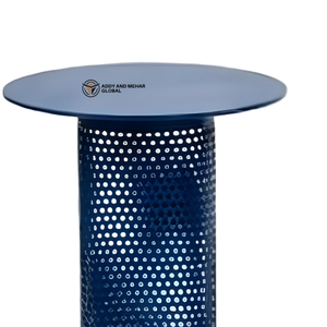 Modern Blue Perforated Metal <b>Stool</b> Round Top Industrial Steel Side <b>Stool</b> Contemporary Seating for Home Garden Café Furniture - Product Image 5