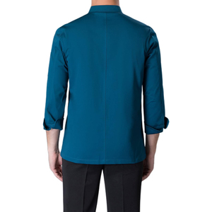 เสื้อเชฟสีพื้นสำหรับผู้ชายรุ่นใหม่ มีกระเป๋า แต่งขอบ แขนยาว ระบายอากาศได้ดี สวมใส่สบาย แฟชั่นชุดยูนิฟอร์มทำงาน - Product Image 2