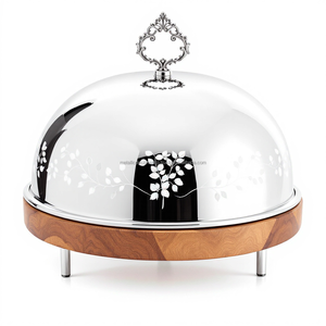 หม้อตุ๋นบุฟเฟ่ต์สุดหรูดีไซน์กลมทำจากสแตนเลสและไม้พร้อมฝาศิลปะเพื่อประสบการณ์การรับประทานอาหารที่หรูหรา - Product Image 1