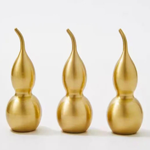 Gold Gourd Shaped Brass Knobs, Chinese Style <b>Single</b> Hole Handles for Cabinet & <b>Wardrobe</b> Metal Knob - Product Image 2