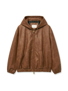 Veste bomber en cuir noir pour homme, vêtements d'extérieur chauds pour l'hiver, avec capuche en tissu amovible, poignets en tricot côtelé, plusieurs poches, OEM - Product Image 5