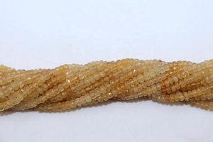 Perles de qualité supérieure en aquamarine jaune, facettées, de forme ronde, 3-4 mm, pour la création de bijoux, vente en gros de perles. - Product Image 5