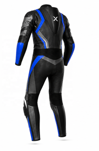 Combinaison de moto en cuir Signature X One-Piece |   Bleu noir élégant |   Fabricant OEM ODM |   Qualité de conception haut de gamme |   Vêtements de course - Product Image 3