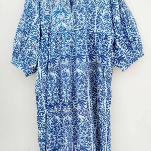 Vestido Maxi de Algodón con Estampado Artesanal para Mujer, Vestido Largo de Verano con Cuello en V y Volantes - Product Image 3
