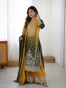 Nueva Colección de Moda: Kurti Elegante de 3 Piezas con Pantalones Plazzo Acampanados y Dupatta - Product Image 5