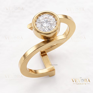 Anillo de Plata 925 Sólida de Lujo con Incrustaciones de Moissanita Redonda y Diseño de Bisel Desplazado para una Decoración Elegante y Lujosa - Product Image 2