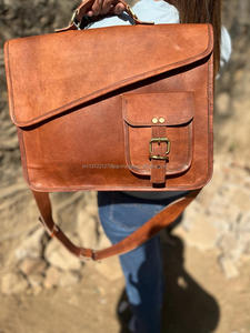 Sac à bandoulière Vintage marron en cuir de chèvre pour ordinateur portable, sacoche 9x11 pouces, vente en gros - Product Image 3