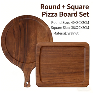 <b>Round</b> And Square <b>Walnut</b> Pizza Board Set With Handle 40X30X2Cm 38X22X2Cm Chopping Blocks For Kitchen Use Chopping Board - Product Image 1