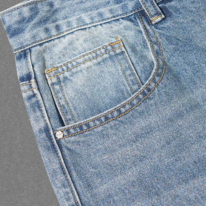 Vintage Wash Straight Leg Baggy Wide-Leg Jeans Custom Made High Street Casual Pants for Men New Fashion Brand Denim Fabric - Product Image 4
