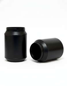 Indian Exporter Custom Black Boston Cylinder HDPE Protein Powder Bottle with Secure Cap for Supplement Packaging For Sale - Product Image 1