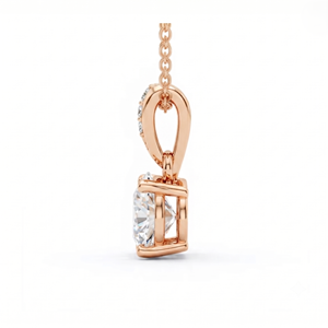 จี้เพชรทรงกลมเจียระไนแบบบริลเลียนท์ 18K โรสโกลด์ ประดับเพชรเลี้ยงในห้องปฏิบัติการ รับรองโดย IGI ของขวัญแต่งงานสำหรับผู้หญิง - Product Image 3
