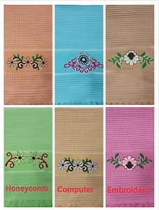 Embroidered Honeycomb Towel Set Waffle Weave Quick Dry Sports Towel Floral Embroidery Home Use - Product Image 3