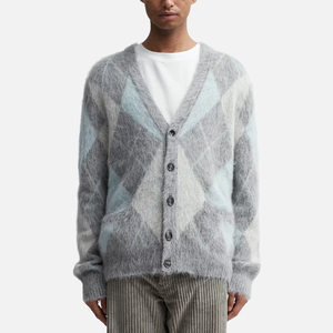 Custom Embroidery <b>Mens</b> Cardigan High Quality Mohair <b>Mens</b> Sweater Wool Blends Knitted With Button Sweater - Product Image 3