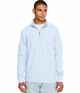 2026 High Demand Men's Light Blue Custom Logo Pullover Quarter <b>Zip</b> Fleece Sweatshirt Regular Fit Stand Collar Eco-Friendly - Product Image 1