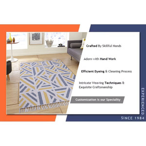 Alfombra a rayas moderna más vendida Alfombras de algodón bordadas hechas a mano del fabricante indio Hermoso diseño - Product Image 6