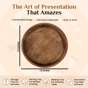 Bandeja de servicio de madera de acacia con asas, bandeja decorativa de melamina acrílica para el desayuno en la cama, sala de estar, uso de mesa de café - Product Image 3