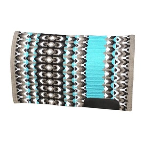 HORZE Western Saddle Pad Turquoise Grey Black White Navajo Pattern Handwoven Wool Contoured Comfortable Durable Horse <b>Blanket</b> - Product Image 1