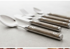 Juego de cubiertos con mango de madera y espejo pulido, de acero inoxidable y madera natural de acacia, ideal para el hogar, restaurantes y hoteles. - Product Image 2