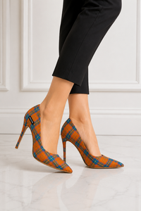 Escarpins à talons aiguilles personnalisés à motif écossais pour femmes – Chaussures de soirée de luxe à bout pointu et à carreaux - Product Image 4