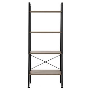 Scaffale a 4 livelli grigio industriale con scala, libreria e portaoggetti per ufficio, bagno, soggiorno RT - Product Image 3