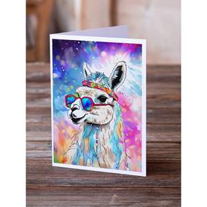 Whimsical A7 Tamaño 5x7 Nuevo Hippie Animal Llama Tarjetas de notas en blanco Paquete de 8 con sobres Tarjetas de felicitación - Product Image 2