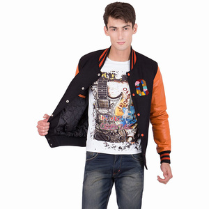 Casual Wear Men's Varsity <b>Jacket</b> Black Color And <b>Leather</b> Sleeve Chenille Embroidery Logo Comfortable Baseball Varsity <b>Jacket</b> - Product Image 3