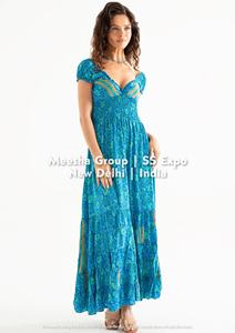 Vestido largo de verano para mujer, con hombros descubiertos, estampado floral, estilo bohemio, espalda fruncida, fluido, para playa, varios colores - Product Image 5