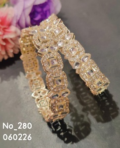 Meenakari <b>Bangle</b> Geometric Design Bezel Setting | <b>Copper</b> Alloy Traditional Indian Bridal Jewellery Trendy Style Women's <b>Bangles</b> - Product Image 3