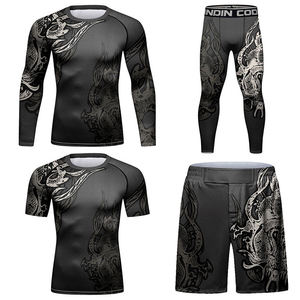 Ensemble de compression respirant pour hommes, rashguard de sublimation MMA BJJ, manches longues ou courtes, kit d'équipement de combat - Product Image 1