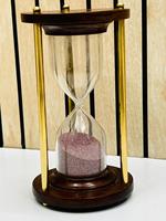 Sablier en bois de 6,5'' avec sable rose |   Horloge à sable de table rustique avec design croix d'ange pour décoration de fête d'anniversaire