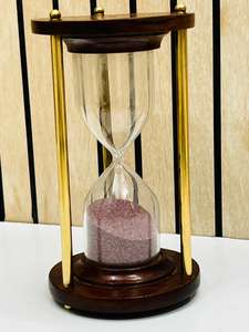 นาฬิกาทรายไม้ขนาด 6.5 นิ้ว พร้อมทรายสีชมพู |   นาฬิกาทรายตกแต่งโต๊ะงานวันเกิดลายกากบาทสไตล์เรียบง่าย - Product Image 6