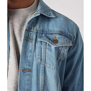Veste en jean classique pour homme, personnalisable, en denim de haute qualité, col rabattu, veste d'hiver pour homme - Product Image 4