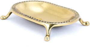 Brass <b>Soap</b> Dish with Clawfoot Base Vintage Shower Bar <b>Soap</b> <b>Holder</b> Bathroom Decor - Product Image 2