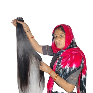 100% fabrication indienne temple brut pur jeune femme vierge naturel lisse faisceaux vendeur noir Extensions de cheveux humains - Product Image 1
