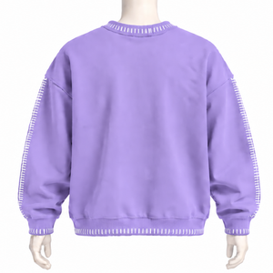 Sudadera de cuello redondo para hombre, lavanda, con borde cosido, efecto desgastado, oversize, manga larga, estilo casual urbano, para entrenamiento - Product Image 2
