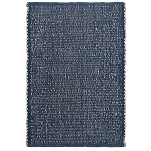 Tapis moderne en coton tissé plat, rectangulaire, bleu marine uni, pour salon, décoration intérieure, lavable, avec envers en jute - Product Image 5